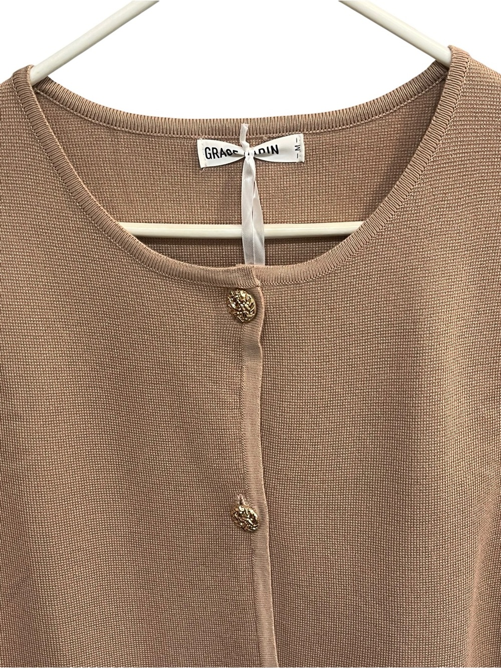 NWT Grace Karin Tan Long Sleeve Button-Down Cardigan w/Gold Toned Buttons- M - Picture 4 of 9